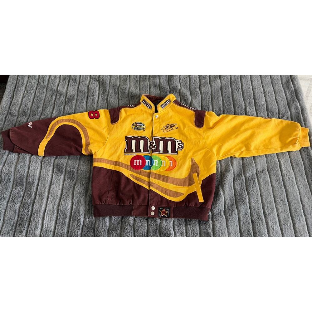 Vntg Rare Yellow Brown MM Nascar Jacket Jh Design Elliot Sadler #38 READ Descrip